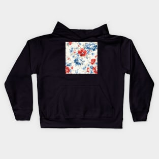 Red White and Blue Patriotic Shabby Floral Kids Hoodie